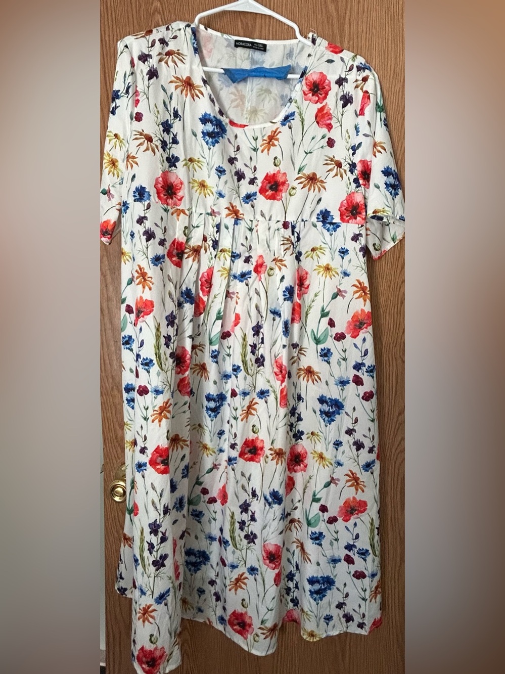 Floral Dress in White with Multicolor Blooms